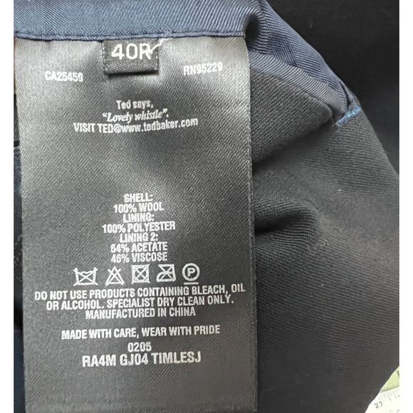 Ted Baker London Endurance Wool Blazer Jacket Mens 40R Black suit career wedding - Picture 6 of 13